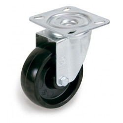 RUEDA DE GOMA DURA BASE CUADRADA GIRATORIA 50x22 mm 30 kgs  "FMT"