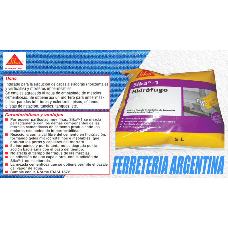 HIDROFUGOS SIKA 1 X 5LT SACHET