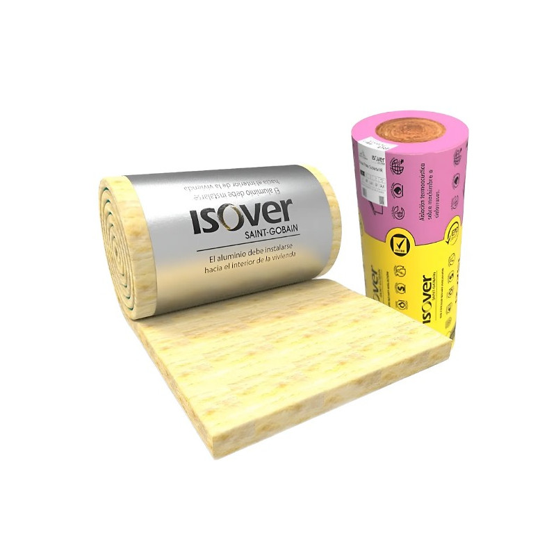 "ISOVER" LANA DE VIDRIO Rolac Plata Cubierta 80 mm