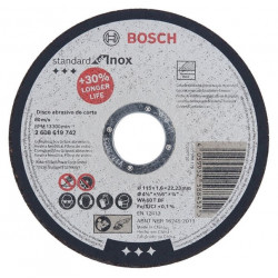 DISCO ABRASIVO CORTE STD INOXIDABLE  115x1.6mm "BOSCH"