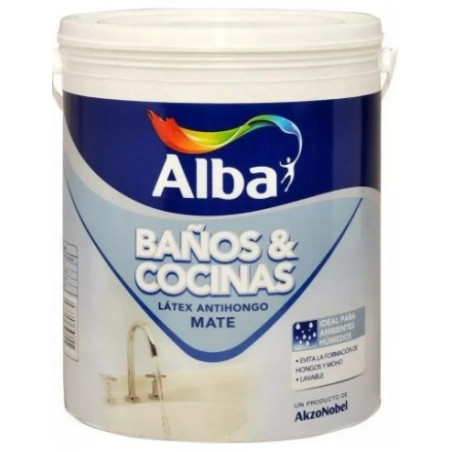 LATEX ANTIHONGO BANOS Y COCINA BLANCO X 4L ALBA