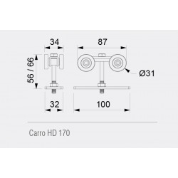 CARRO HD 170 ACERO PARA PORTON CORREDIZO DE 150KG -DUCASSE-