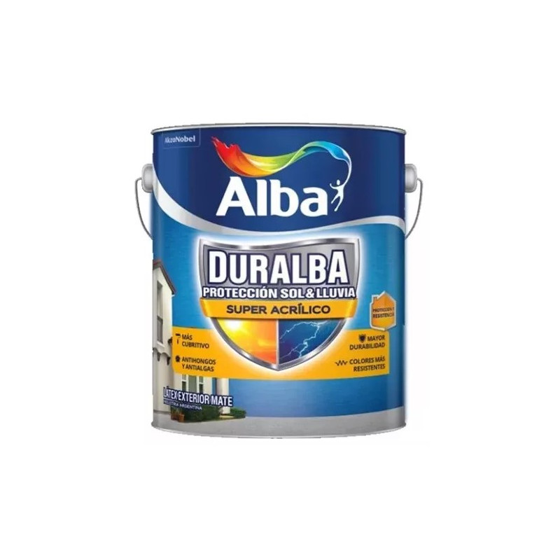 LATEX DURALBA ACRILICO EXTERIOR BLANCO X 4 ALBA