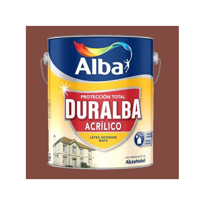 LATEX DURALBA ACRILICO EXTERIOR ROJO TANINO X 4 L ALBA