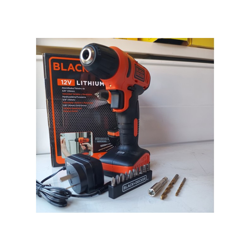 "BLACK & DECKER" TALADRO INALAMBRICO LD12S 12V 10mm LITIO