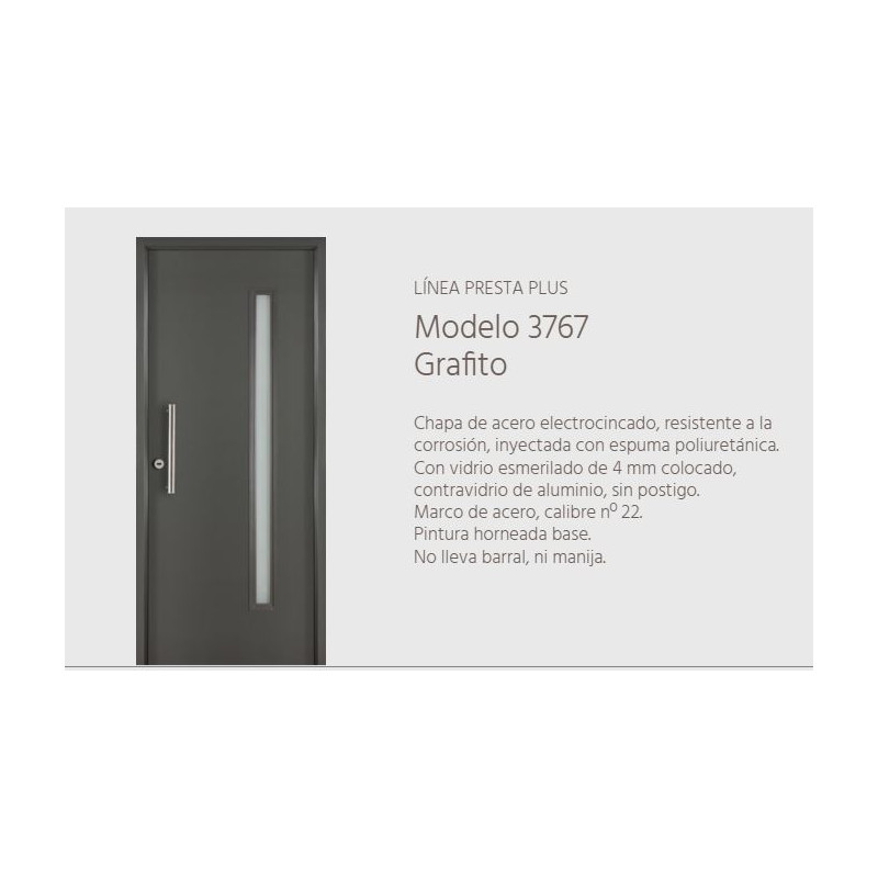 "OBLAK" PUERTA ACERO PRESTA PLUS 3767 GRAF. 80 D