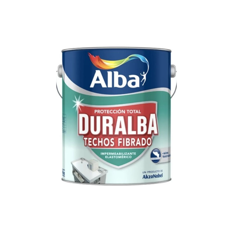 LATEX DURALBA TECHOS FIBRADO BLANCO X 10 LITROS  "ALBA"