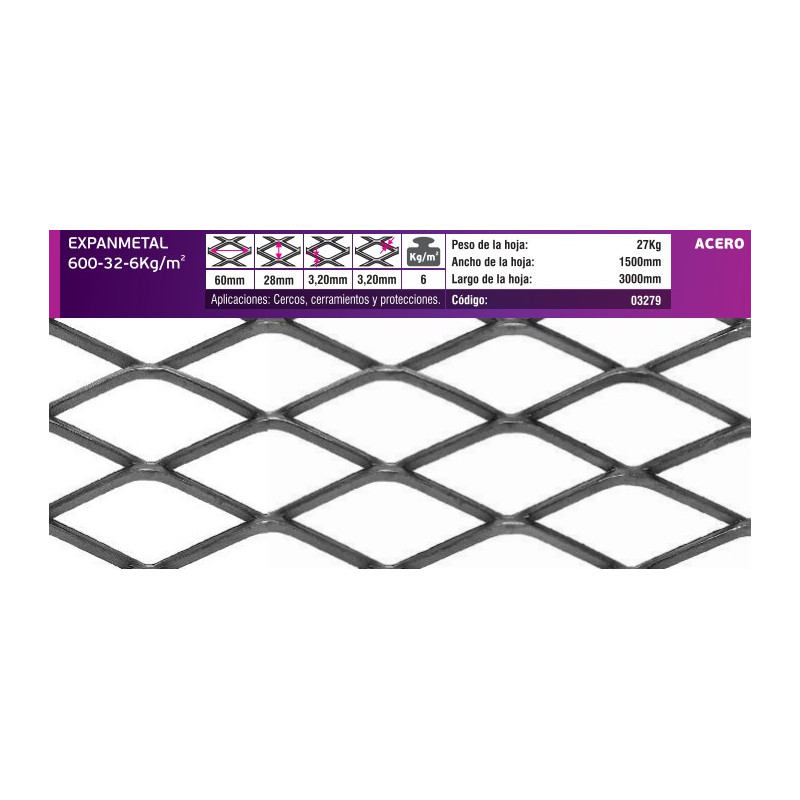  ACERO AL CARBONO 600.32-6KG/M2. 1.5X3mts.