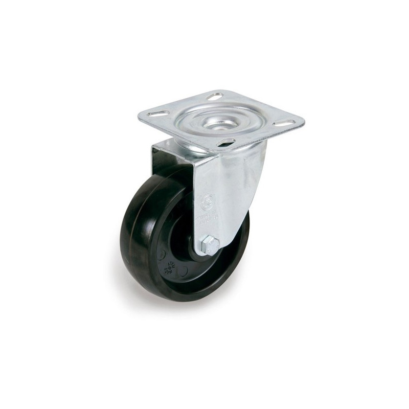 RUEDA DE GOMA DURA BASE CUADRADA GIRATORIA 50x22 mm 30 kgs  "FMT"