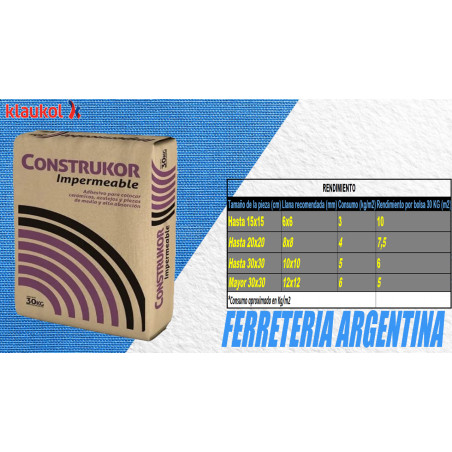  ADHESIVO CONSTRUKOR IMPERMEABLE X 30 KG. KLAUKOL