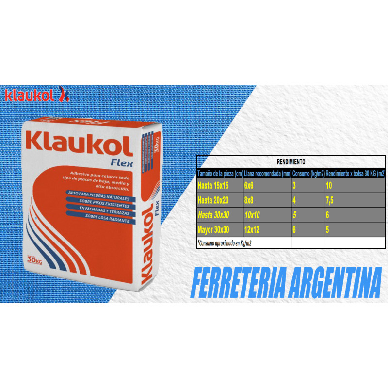 ADHESIVO FLEX GRIS IMPERMEABLE X30KG -KLAUKOL-
