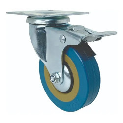 RUEDA BASE GIRATORIA CON FRENO POLIURETANO PVC Gris 100x27 mm 80kgs  "FMT"