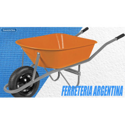 CARRETILLA PLASTICA 55lts. RUEDA NEUMATICA NARANJA  "TRAMONTINA"